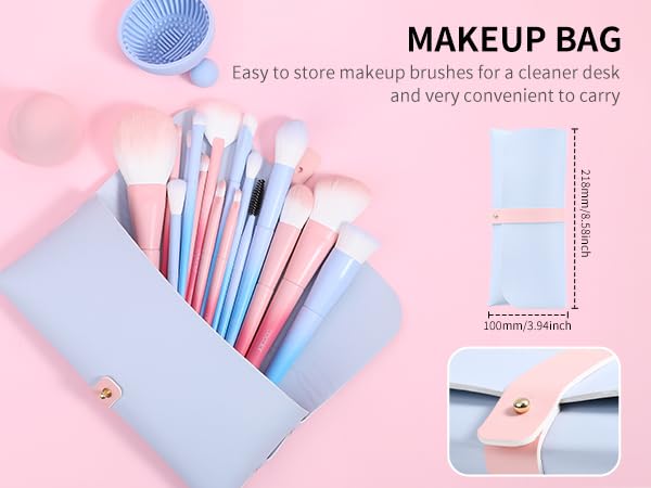 Docolor Makeup Brushes 16+3 Pcs Makeup Brush Set with Makeup Bag Makeup Sponge & Brush Cleaning Pad Professional Face Powder Kabuki Foundation EyeShadow Concealers Brush Kit Gift Box Fantasy Series Ⅲ