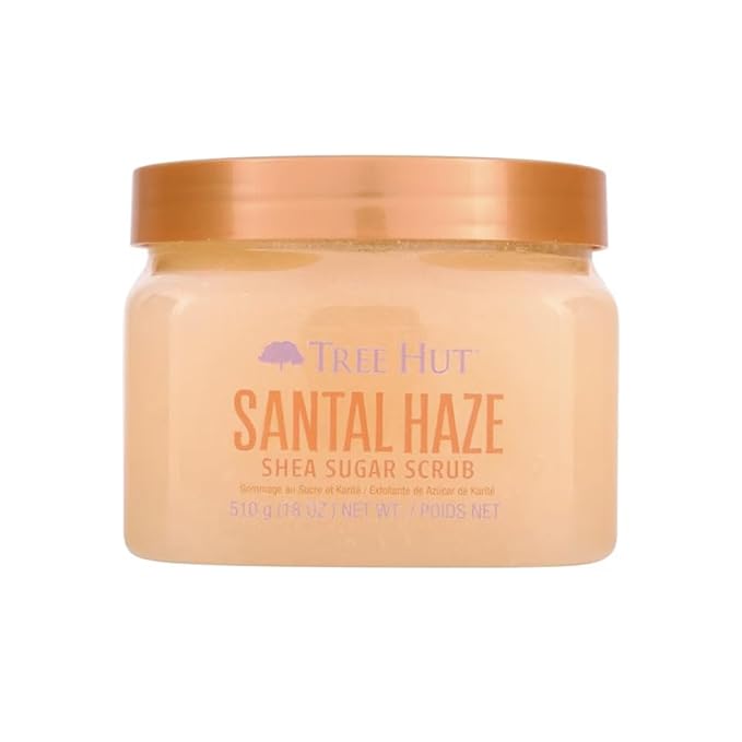 Tree Hut Santal Haze Shea Sugar Scrub, Exfoliating, Hydrating & Moisturizing Body Scrub with Shea Butter & Nourishing Essential Oils, Smooth & Soften Skin, 18 oz