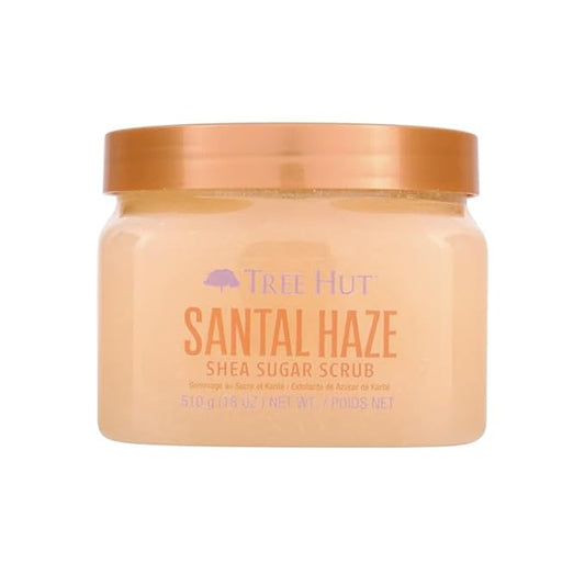 Tree Hut Santal Haze Shea Sugar Scrub, Exfoliating, Hydrating & Moisturizing Body Scrub with Shea Butter & Nourishing Essential Oils, Smooth & Soften Skin, 18 oz