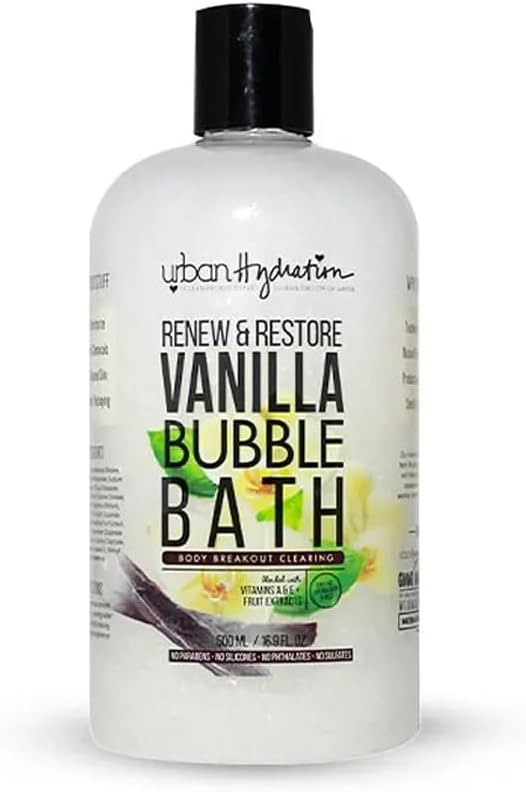 Urban Hydration Renew & Restore Vanilla Bubble Bath, 16.9oz – Moisturizing & Hydrating with Coconut Oil – Sulfate, Paraben, Dye & Polybead Free – Gentle & Suitable for Sensitive Skin