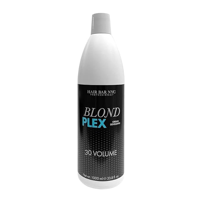 Hair Bar NYC Blond Plex 10X Lightener + 30 Volume Violet Developer Kit – Dust-Free Violet Bleach Powder (50g / 1.76 oz) + Anti-Brass Developer (120 ml / 4.06 fl oz) – Bond-Building Formula
