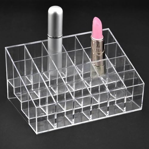 Transparent Cosmetic Makeup Organizer Clear 24 Lattices Lipsticks Cosmetic Lotion Makeup Organizer Storage Display Holder Stand