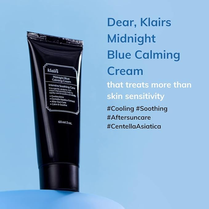 DearKlairs Midnight Blue Calming Cream, Soothing, Redness Relief Moisturizer, Hydrating, Fast Absorbing, Light Texture for Easy Use, Sensitive Skin Friendly 0.7 Oz (Pack of 1)