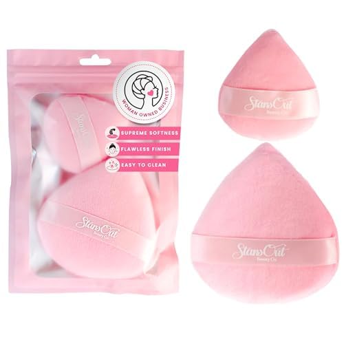 StansOut Beauty Velvet Makeup Puff Set (2-Pack) - Luxuriously Soft Powder Puffs for Seamless Face Makeup Application - Premium Quality - Perfect for Flawless On-the-Go Touch-Ups
