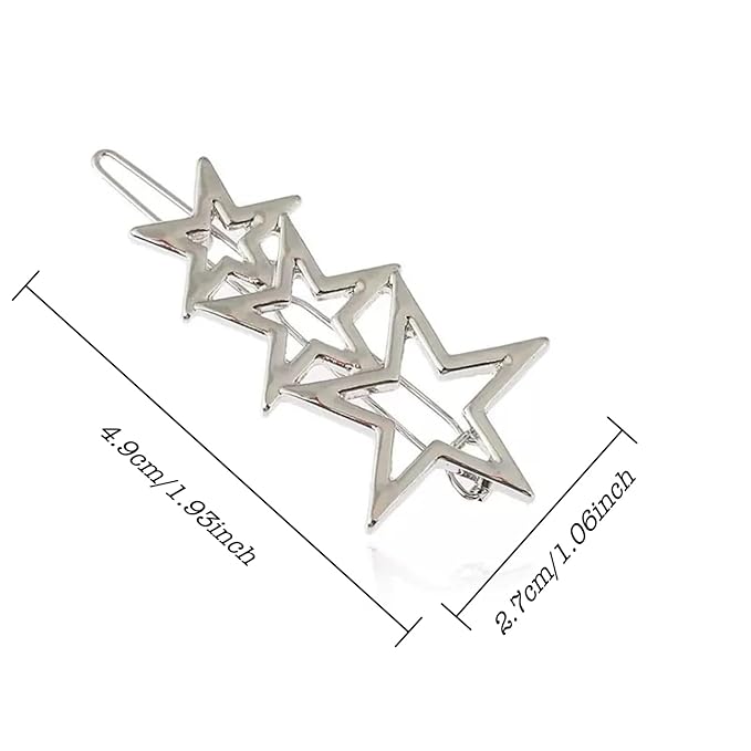 4Pcs Silver Hollow Star Hairpin Alloy Barrettes Hair Clips Hair Bangs Clip Hair Accessories For Woman Girls,Beauty and Personal Care