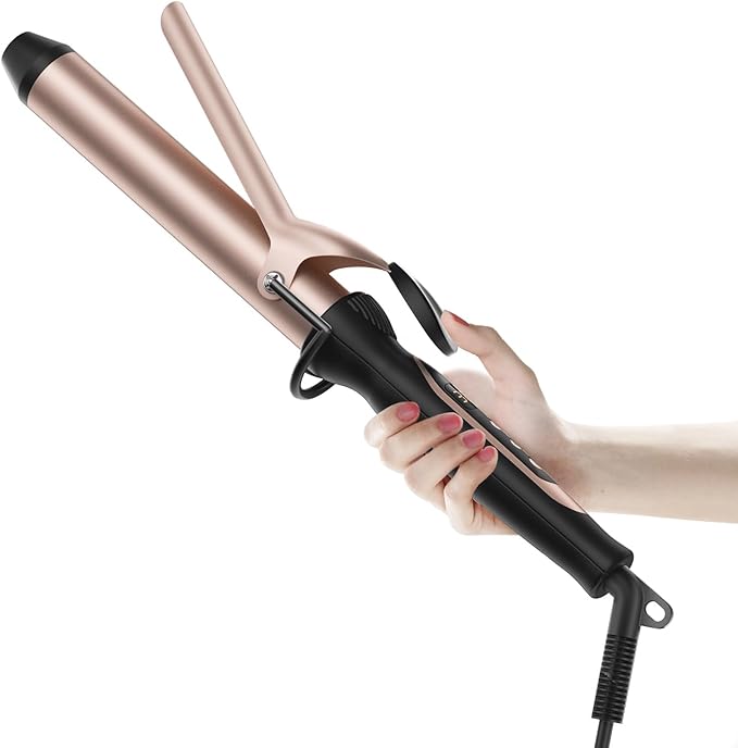 Curling Iron for Salon & Home, 1.25 Inch Instant Heat Curling Wand for Long Hair, Clipped Large Barrel(7.3 in), Professional 1 1/4 (32mm) in Hair Curlers up to 446°F, Dual Voltage Travel Waving Tool