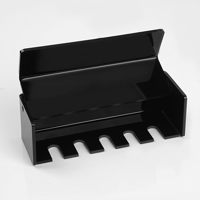 5 Slots Wall Mount Toothbrush Holder with Cover, Self Adhesive Toothbrush Storage Organizer for Shower, Toothbrush Hanger for Bathroom, Medicine Cabinet, Dorm (Black)