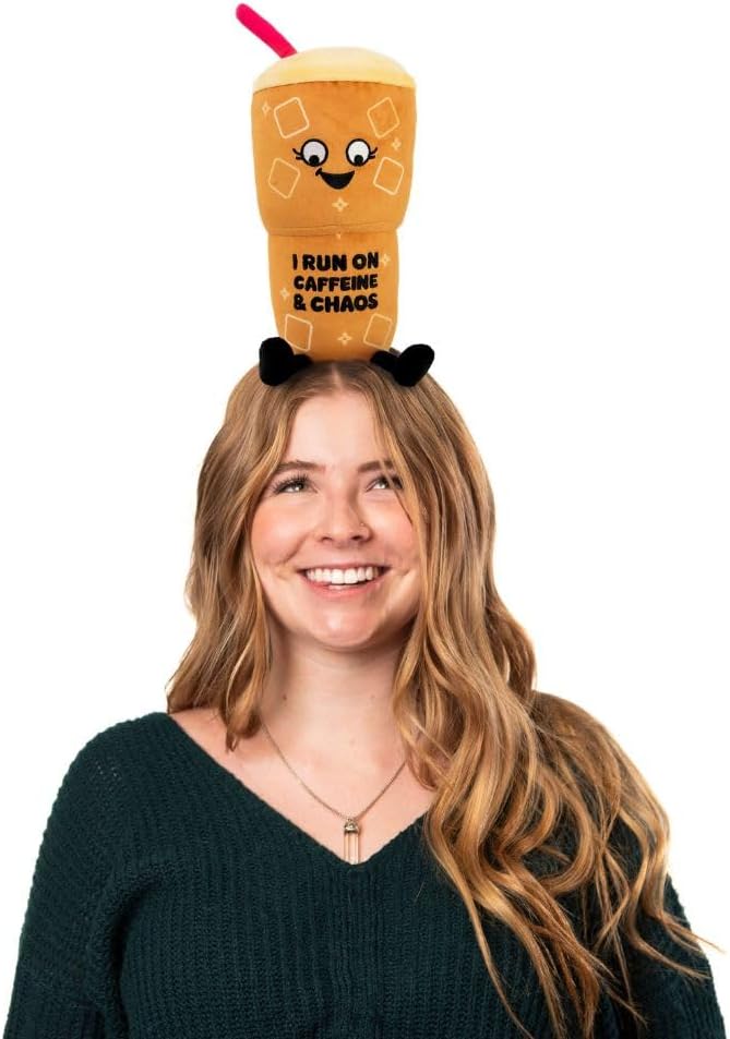 Punchkins Coffee Plushie - I Run On Caffeine & Chaos Punny Plush, Gift for Coffee Lovers, Food Plush Toy for Gifting