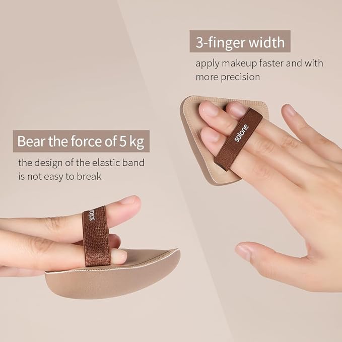 Solone Makeup Spatula and Sponge 3-PCs Set – Washable Foundation Tools with 1 Spatula & 3 Reusable Makeup Sponges + Storage Case | For Blending Liquid, Cream, or Foundation Makeup