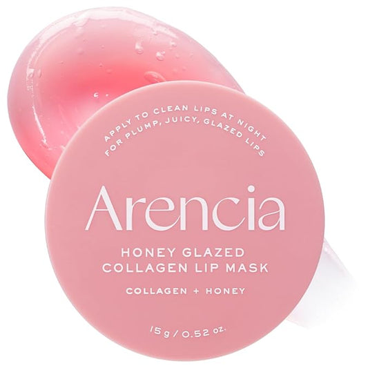 Arencia Honey Glazed Collagen Lip Mask, Overnight Lip Treatment with Collagen and Honey, 0.52 oz