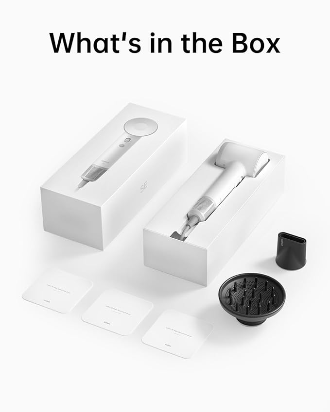 Laifen Hair Dryer SE, 200 Million Negative Ionic Blow Dryer with 105,000 RPM Brushless Motor 1400W Powerful Fast Drying High-Speed Low Noise Hairdryer with Magnetic Attachments