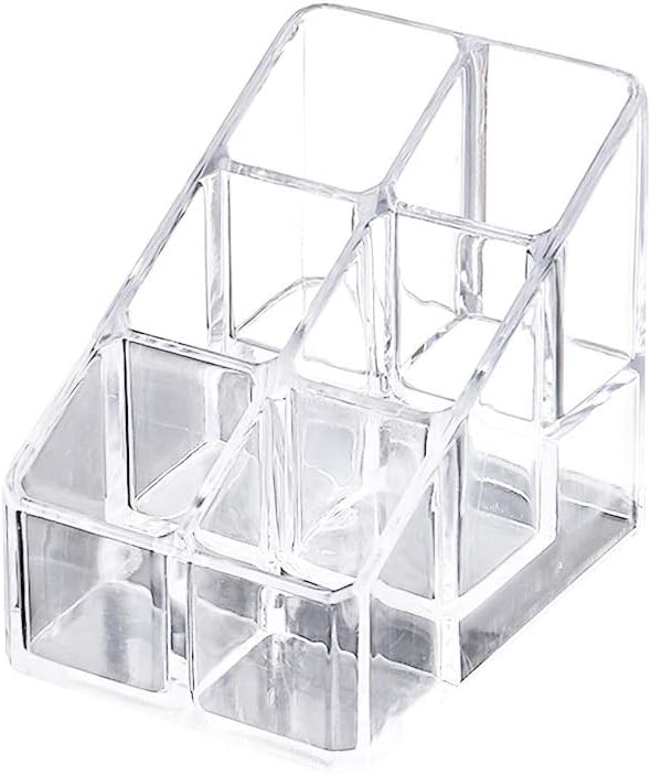 Ciieeo Nail Polish Organizer Case Small Acrylic Lipstick Holder 6 Slots Clear Lipstick Organizer Case Lipgloss Display Stand Rack for Lipgloss Nail Polish Display