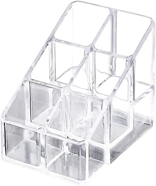 Ciieeo Nail Polish Organizer Case Small Acrylic Lipstick Holder 6 Slots Clear Lipstick Organizer Case Lipgloss Display Stand Rack for Lipgloss Nail Polish Display