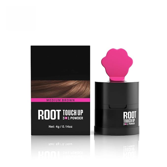 Gowwim Root Touch up Powder, Instantly Gray Hair Cover up Hairline Powder for Women & Men Waterproof and Sweatproof Root Cover Up Long-Lasting for Thinning & Loss Hair (Med Brown1, 4g-1)