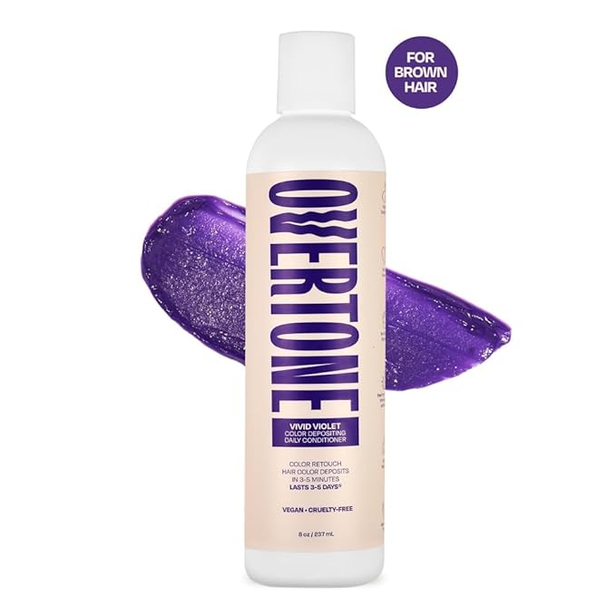Overtone Daily Color Depositing Conditioner: 8oz Temporary Coloring Conditioner with Shea Butter & Coconut Oil, Refresh Color & Prevent Fading, Cruelty-Free, Extreme Purple is Vivid Violet