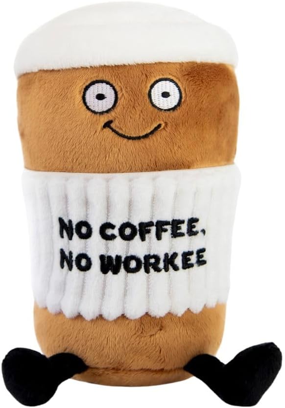 Punchkins Coffee Plushie - No Coffee, No Workee Sassy Cup Plush, Gift for Coworkers, Sassy Food Plush Toy for Gifting