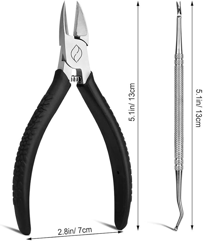 FERYES Straight Blade Toenail Clippers with Toenail Lifter and Fork - Toe Nail Clipper for Thick Toenails - 2 in 1 Ingrown Toenail Tools Kit