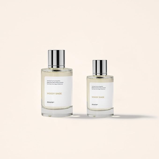 Dossier - Woody Sage - Eau de Parfum - Inspired by J.Malone's Wood Sage & Sea Salt - Perfume Luxury - Pure Infused - Paraben-Free - Vegan - For Women Men Unisex - Fragrance 3.4 Fl oz (Spray 100ml)
