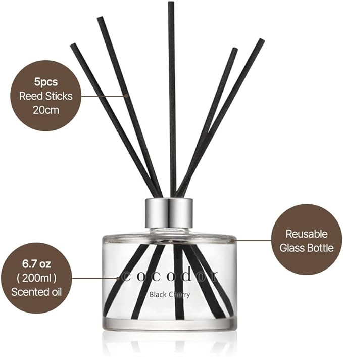 COCODOR Signature Reed Diffuser Set/Lemon Eucalyptus / 6.7oz /1 Pack/Home Fragrance Diffuser, Oil Scent Diffuser for Bathroom Shelf Decor
