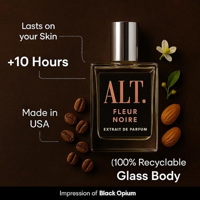 ALT. FRAGRANCES Fleur Noire 60ml Inspired by BlackOpium Extrait de Parfum Long Lasting Perfume for Women, Signature Scent Women’s Fragrance