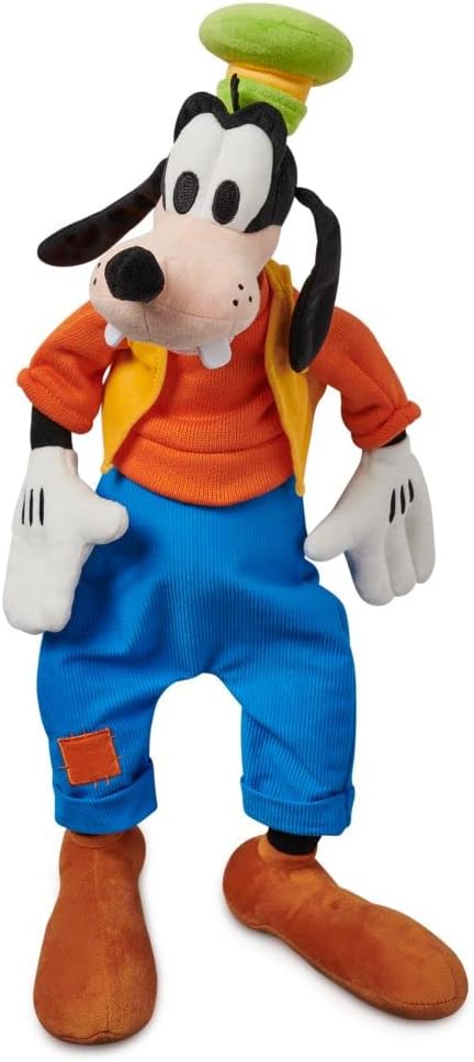 Disney Store Official Goofy Medium Soft Toy for Kids, Cuddly Character with Fuzzy Texture and Embroidered Details, Patched Trousers and Felt Teeth,Disney Plushy Suitable for All Ages
