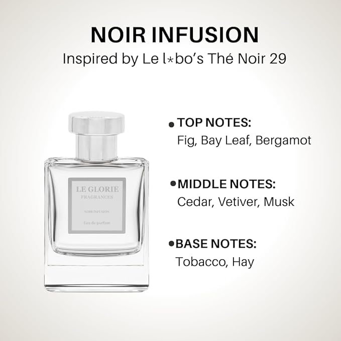 Inspired by L.e L.a.b's Thé N.oi.r 29, Noir Infusion EDP, Long Lasting 12-14 Hours Perfume Spray for Men, Women, unisex, All Skin Types, Cruelty Free 0.33 oz 10ml