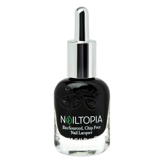 Nailtopia - Plant-Based Chip Free Nail Lacquer - Non Toxic, Bio-Sourced, Long-Lasting, Strengthening Polish - Respect (Black) - 0.41oz