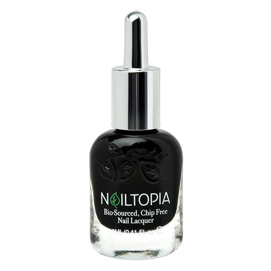 Nailtopia - Plant-Based Chip Free Nail Lacquer - Non Toxic, Bio-Sourced, Long-Lasting, Strengthening Polish - Respect (Black) - 0.41oz