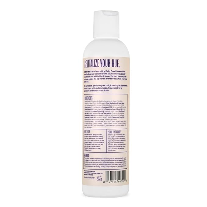 Overtone Daily Color Depositing Conditioner: 8oz Temporary Coloring Conditioner with Shea Butter & Coconut Oil, Refresh Color & Prevent Fading, Cruelty-Free, Extreme Purple is Vivid Violet