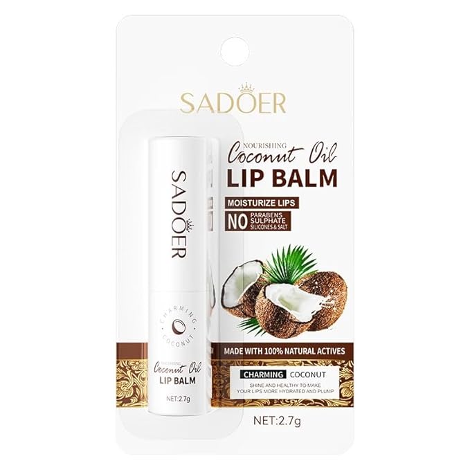Sadoer Coconut Oil Lip Balm - Hydrating, Soothing, Long-Lasting Protection, All-Season Protection