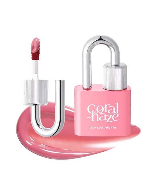 CORLAHAZE Glow Lock Jelly Tint 101 Chou 4g, Hydrating Jelly Glow Lip Stain, Glass-Like Shine Lip Gloss, Long-Lasting Color, Moisturizing Lip Enhancer, Collectible Lock-Shaped Design, Korean Makeup