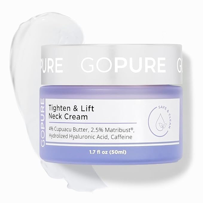 goPure Tighten & Lift Neck & Chest Moisturizer Cream for Visibly Firming, Tightening and Lifting Wrinkles & Crepey Skin, 1.7oz - Pack of 2