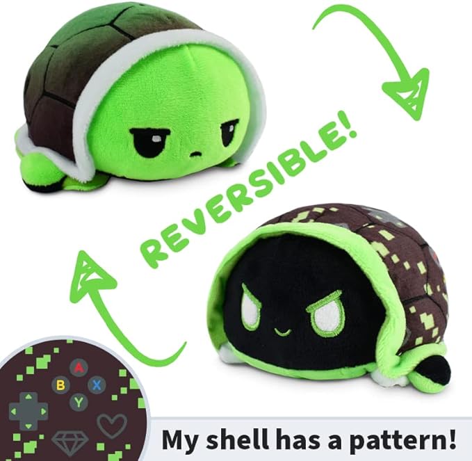 TeeTurtle - The Original Reversible Turtle Plushie - Video Games - Cute Sensory Fidget Stuffed Animals That Show Your Mood