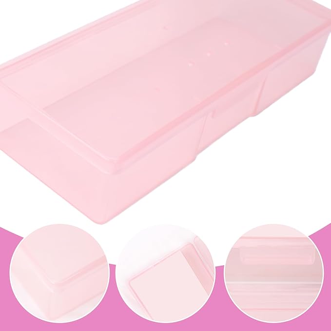 Plastic Nail Storage Manicure Tool Box, 4PCS Storage Personal Box Nail Implement Storage Box Organizer Case Box for Nail Art Pedicure Supply (Pink-4pcs, Large)