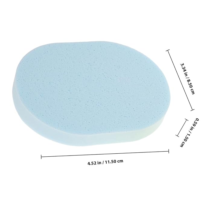 minkissy 4pcs Oval Face Cleaning Sponges for Gentle Exfoliation and Makeup Removal Soft Cleansing Pads Green Blue Pink Yellow for Daily Facial Care