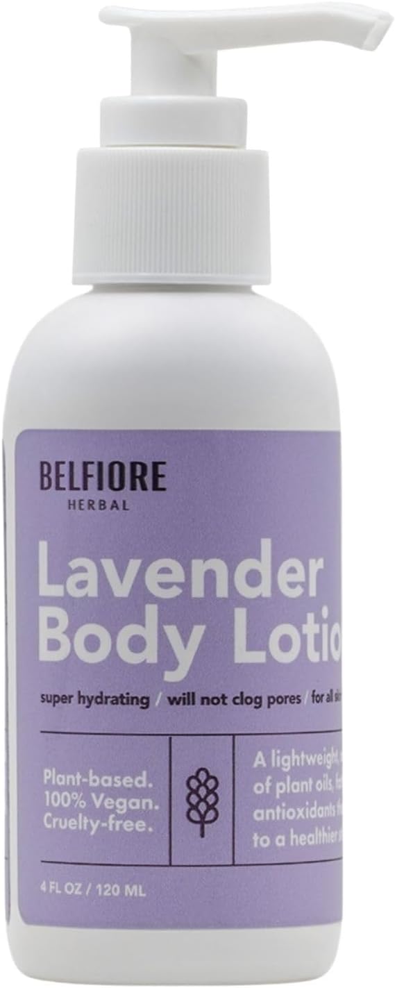 100% Natural Lavender Body Lotion | Organic Plant Extracts | Calming, Hydrating & Moisturizing | Vegan, Non-GMO | Made in The USA | 4 oz