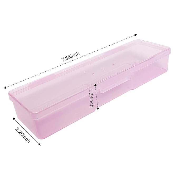 Plastic Nail Storage Manicure Tool Box, 4PCS Storage Personal Box Nail Implement Storage Box Organizer Case Box for Nail Art Pedicure Supply (Pink-4pcs, Small)