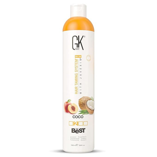 GK HAIR Global Keratin The Best COCO (33.8 Fl Oz/1000ml) Smoothing Keratin Hair Treatment - Professional Brazilian Complex Blowout Straightening For Silky Smooth & Frizz Free Hair