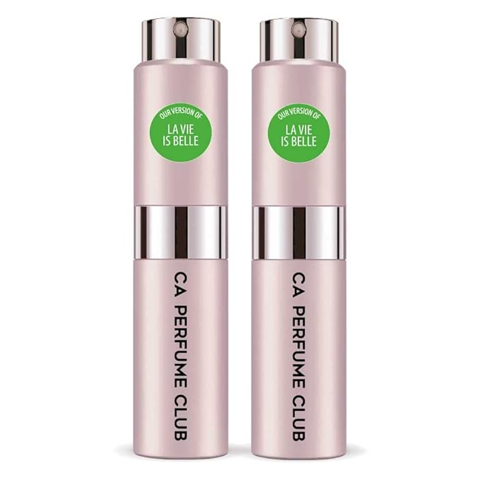 CA Perfume Impression of La Vie Belle for Women Floral Fruity Gourmand Scent Long Lasting Perfumes for Women Eau De Parfum Travel Size Refillable Atomizer Spray 0.27 Fl Oz 8ml (Pack of 2)