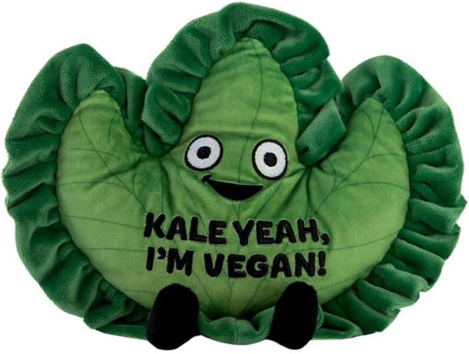 Punchkins Kale Plushie - Kale Yeah, I'm Vegan Funny Kale Plush, for Vegans, Cute Food Plushie for Gifting