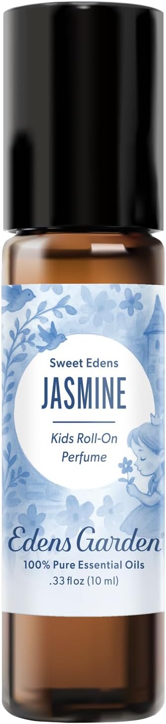 Edens Garden Jasmine Kids Roll-On Perfume – Pre-Diluted Essential Oil Floral Blend, Natural Aromatherapy, Skin Safe Gift for Girls, 10 ml (.33 fl oz)