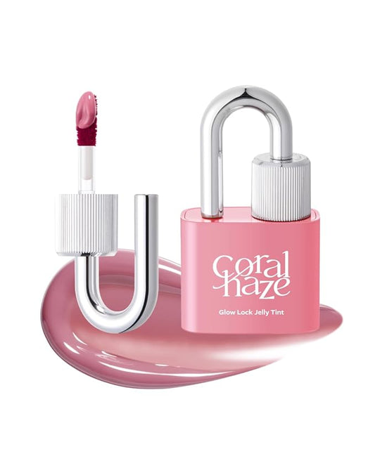 CORLAHAZE Glow Lock Jelly Tint 107 Petal 4g, Hydrating Jelly Glow Lip Stain, Glass-Like Shine Lip Gloss, Long-Lasting Color, Moisturizing Lip Enhancer, Collectible Lock-Shaped Design, Korean Makeup