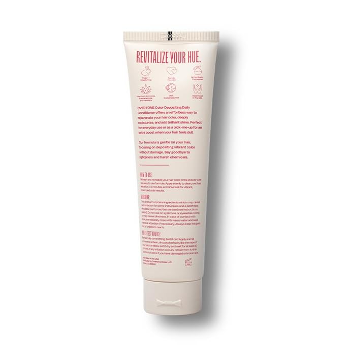 Overtone Daily Color Depositing Conditioner - 4.5oz Temporary Coloring Conditioner w/Shea Butter & Coconut Oil - Refresh Color & Prevent Fading - Vegan & Cruelty-Free, Pink for Brown is Rapsberry Pink