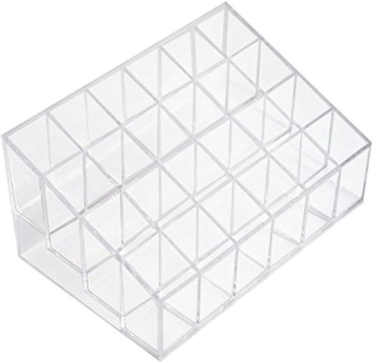 Transparent Cosmetic Makeup Organizer Clear 24 Lattices Lipsticks Cosmetic Lotion Makeup Organizer Storage Display Holder Stand