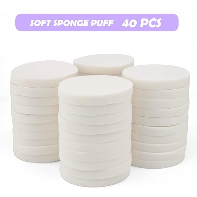 40 PCS Makeup Blenders Sponges Set, Use for Dry and Wet, Perfect for Full Face Curve Blending, Cream, Liquid, Powder Foundation Cosmetics, Latex Free & Soft & Flexible, Round