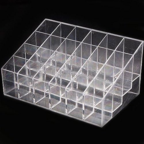 Transparent Cosmetic Makeup Organizer Clear 24 Lattices Lipsticks Cosmetic Lotion Makeup Organizer Storage Display Holder Stand (Pack of 2)