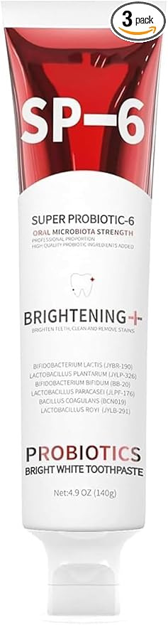 SP-6 Probiotic Whitening Toothpaste - Enhanced Formula with 6 Probiotics for Teeth Whitening and Gum Health - Enamel-Safe, Fluoride-Free, Fresh Mint Flavor, 4.9Oz (1)