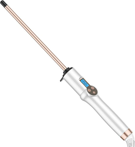 Small Curling Wand 3/8 Inch, Thin Curling Wand for Short Hair, 9mm Ceramic Long Barrel with Adjustable Temperature