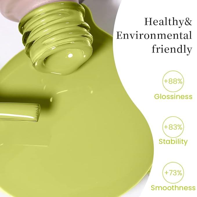 MAYCHAO 15ML Green Gel Nail Polish 1Pc Kiwi Green Gel Polish Soak Off UV LED Nail Polish Nail Art Starter Manicure Salon DIY at Home, 0.5 OZ