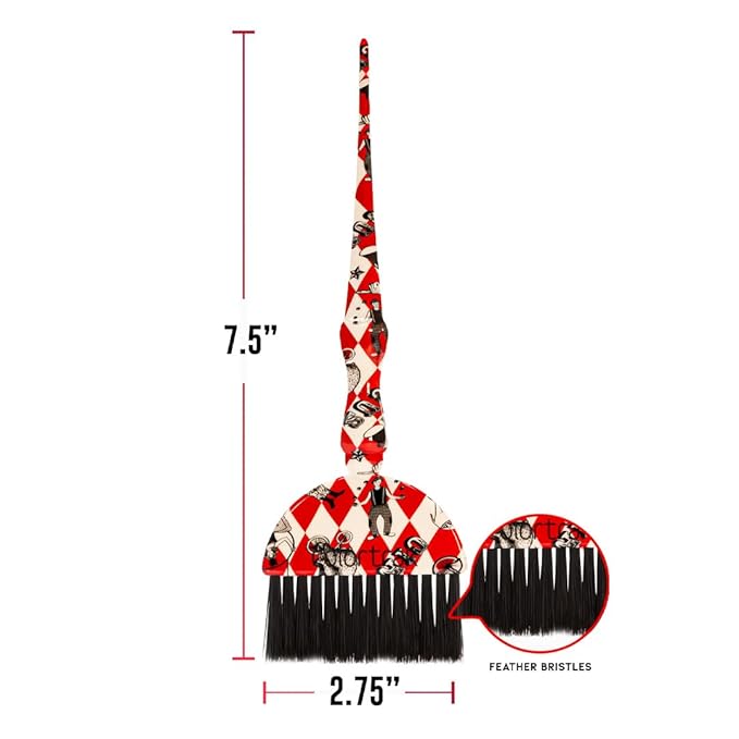 Colortrak Circus Collection King & Queen Size Wands (2 Pack) 1 Firm and 1 Feather Bristle Brush for Hair Color Application, Balayage, Blending, Touch ups and Highlighting, Red/White Diamond Print
